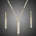 Fashion And Creative Diamond Inlaid Cylindrical Rod Earrings Necklace Set Accessories_voghion.com