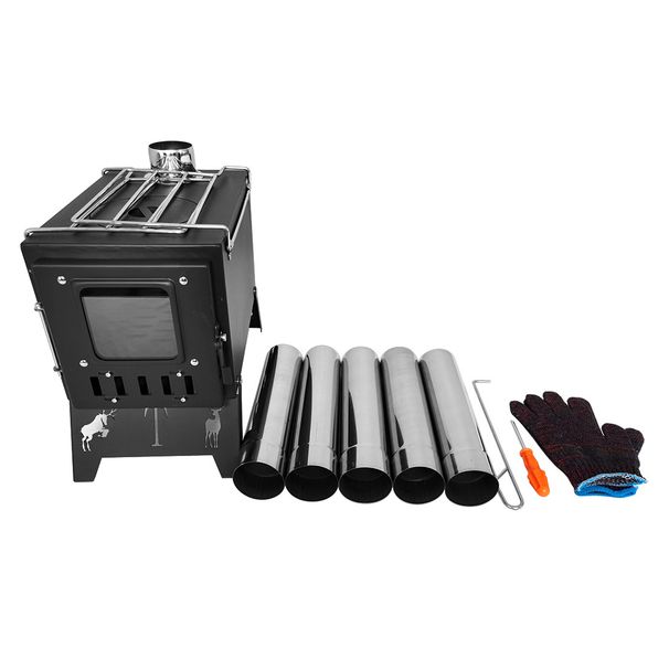 Stufa per barbecue domestica a legna per riscaldamento da tavolo in acciaio inossidabile integrato per tenda da campeggio esterna_voghion.com