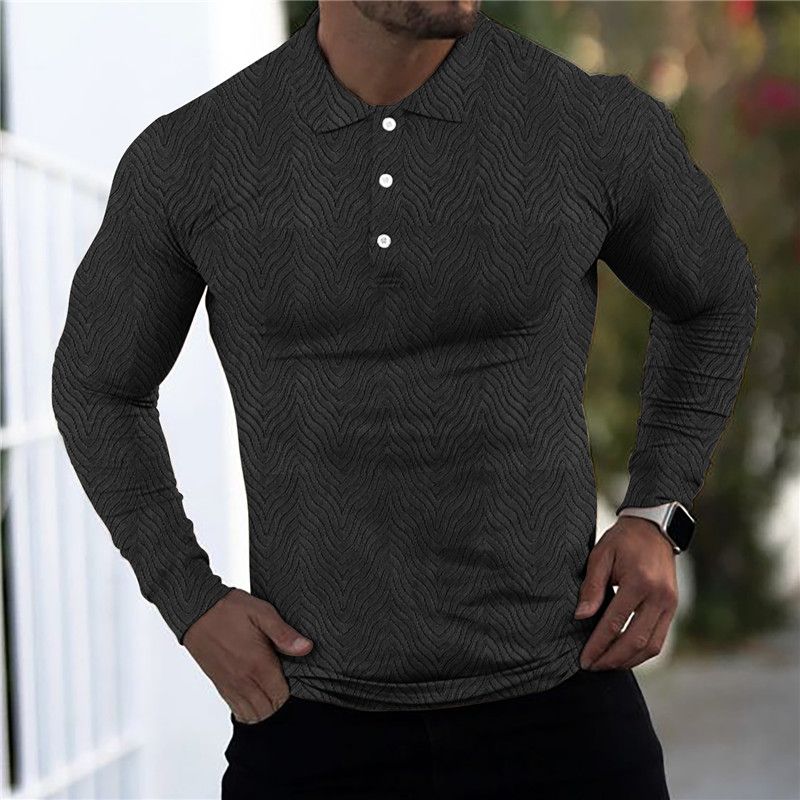 Herren Casual Frühling und Sommer Langarm Poloshirt Herren Buchstabe K Top Street Golf Herrenbekleidung 2023_voghion.com