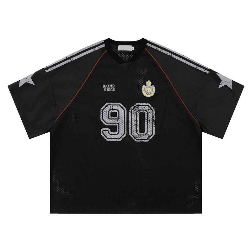 Meeste rõivad Võrgusilmast Graffiti Star Badge Style Ragby Jersey Lahti lühikeste varrukatega T-särk Meeste_voghion.com