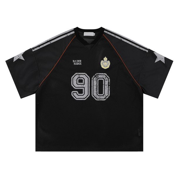 Meeste rõivad Võrgusilmast Graffiti Star Badge Style Ragby Jersey Lahti lühikeste varrukatega T-särk Meeste_voghion.com