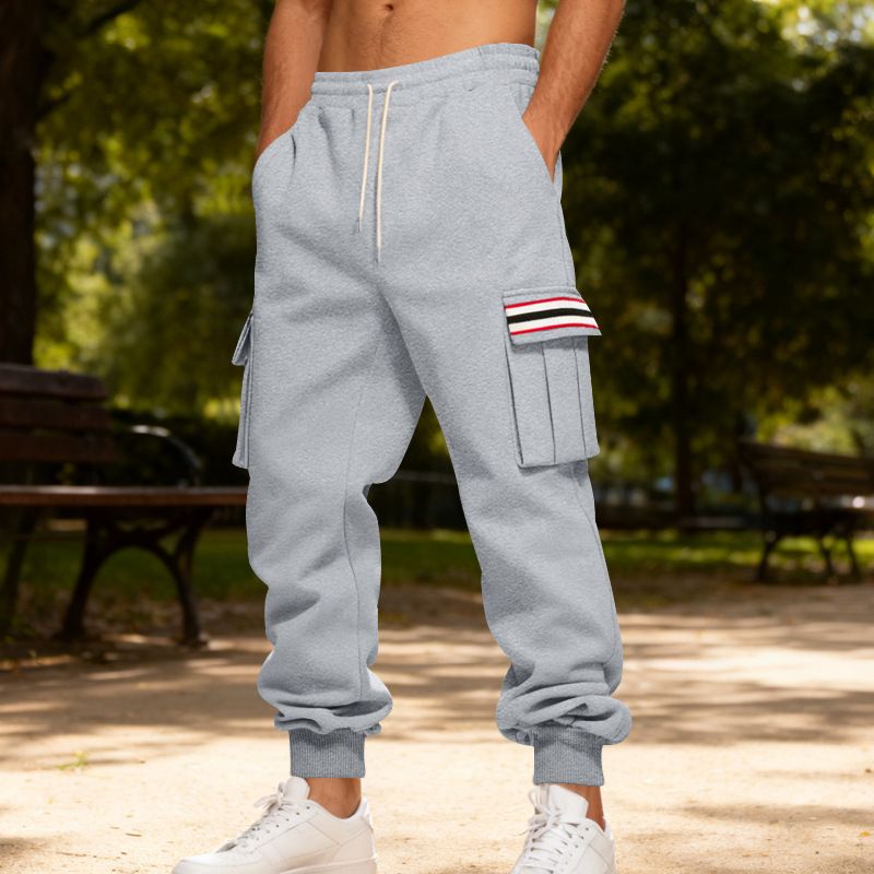 Pantalon cargo épais doublé polaire pour homme - Pantalon de travail décontracté d'hiver avec poches multiples, coupe confortable, 11 couleurs_voghion.com