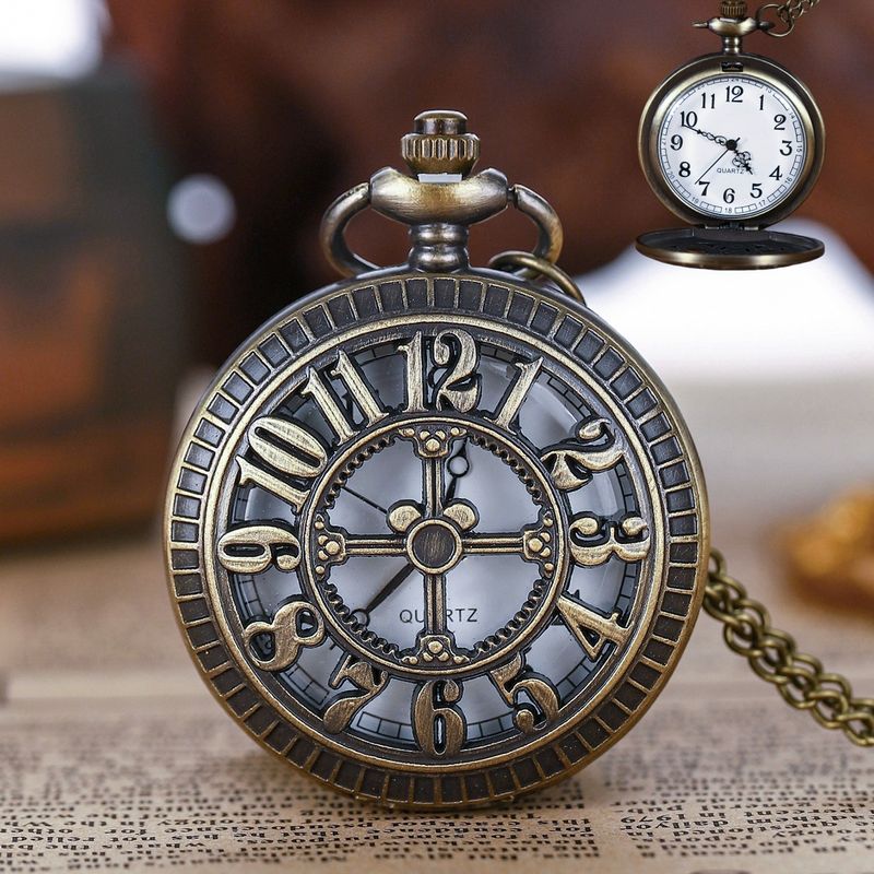 Engraved Arabic Numerals Gift Decoration Pendant Necklace Large Quartz Pocket Watch_voghion.com