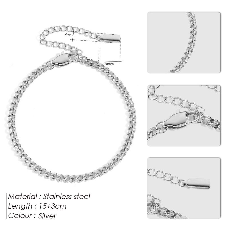 Bracciale a catena cubana in acciaio inossidabile Chihang, semplice e versatile, in oro 14k, resistente allo sbiadimento_voghion.com