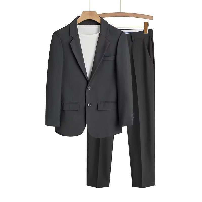 Leichtes Herren-Anzugset mit tiefem Schnitt – Unstrukturierter Blazer & bequeme Hose (S-5XL, knitterfreies Polyestergemisch, Business Casual)_voghion.com