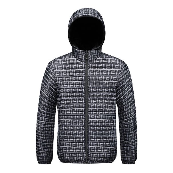 Rib Suit Padded Coat Men's Removable Hat Full Print Thickened Loose Padded Jacket_voghion.com
