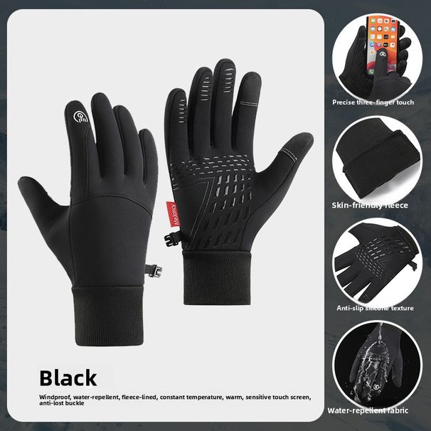 Gants d'hiver chauds et imperméables doublés polaire pour hommes et femmes, adaptés au ski, aux sports de plein air et aux écrans tactiles. Idéaux pour le vélo, le ski et autres sports de plein air. Résistants au froid et à l'humidité._voghion.com