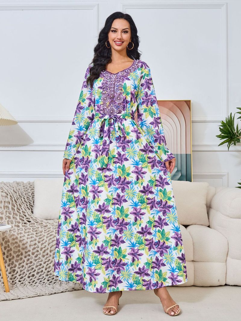 Mt122 Saudi Abaya Leichtes Luxus-Muslim-Robenkleid mit Perlenbesatz_voghion.com
