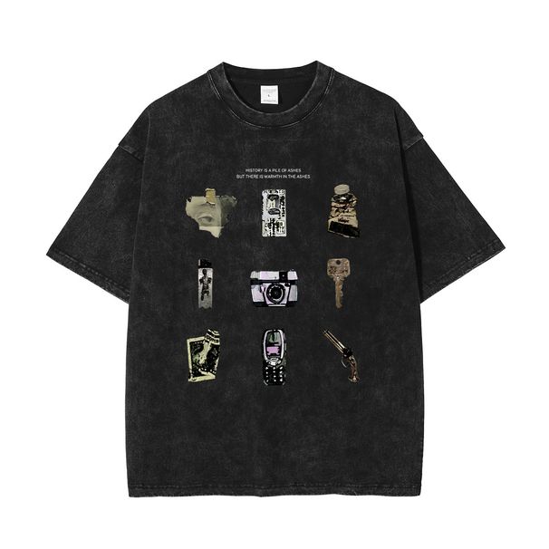 Maglietta da uomo a maniche corte larghe, stile American Street, stile retrò, di alta qualità, personalizzata e neutra_voghion.com