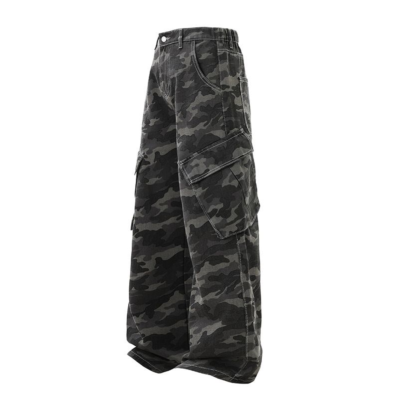 Muqiu Clothing | Pantaloni cargo multitasche da uomo, larghi, dritti e casual, in stile hip-hop americano, mimetici_voghion.com