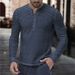 Gestreiftes Henley-Hemd für Herren – Langärmliges Cordhemd zum Zuknöpfen für Freizeit- und Smart-Casual-Kleidung (S-3XL, Gelb/Burgunderrot/Grün/Marineblau)_voghion.com