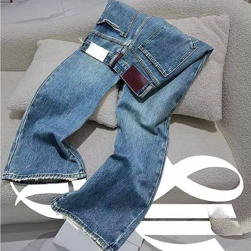 Vêtements pour femmes taille haute jambe large version étroite rétro droite ample longueur au sol jean pour femmes été_voghion.com