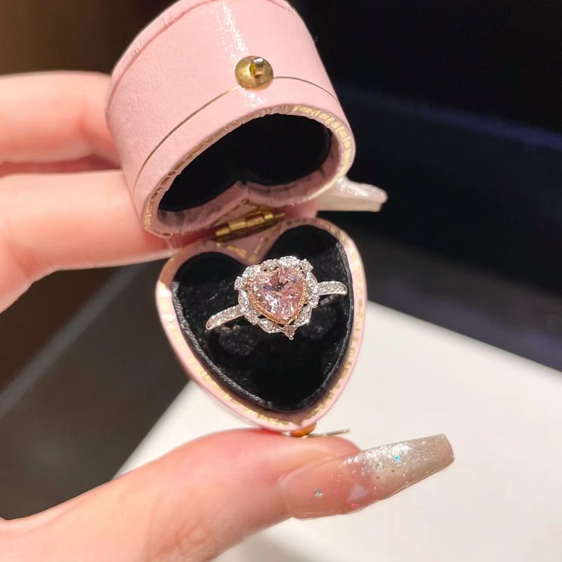 Hearfel Laurel Ring For Women Pink Diamond Girly Escaping Princess Hear Necklace Versaile Exquisie Temperamen_voghion.com