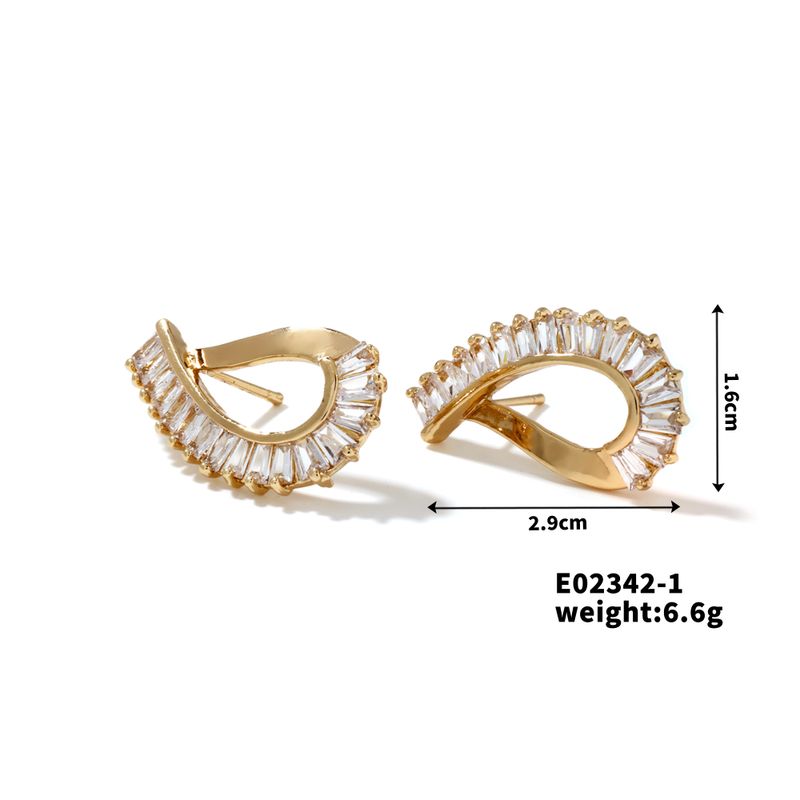 1 pezzo orecchini pendenti in rame zircone placcato oro K con intarsi geometrici lucidi tropicali per le vacanze_voghion.com