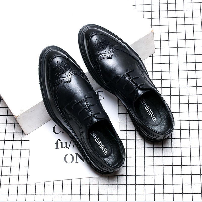 Summer New Brogue Formal Business Casual Leather British Style Carved Low-top Men's Shoes_voghion.com