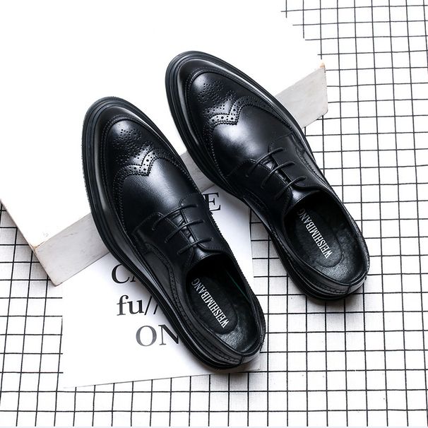 Summer New Brogue Formal Business Casual Leather British Style Carved Low-top Men's Shoes_voghion.com