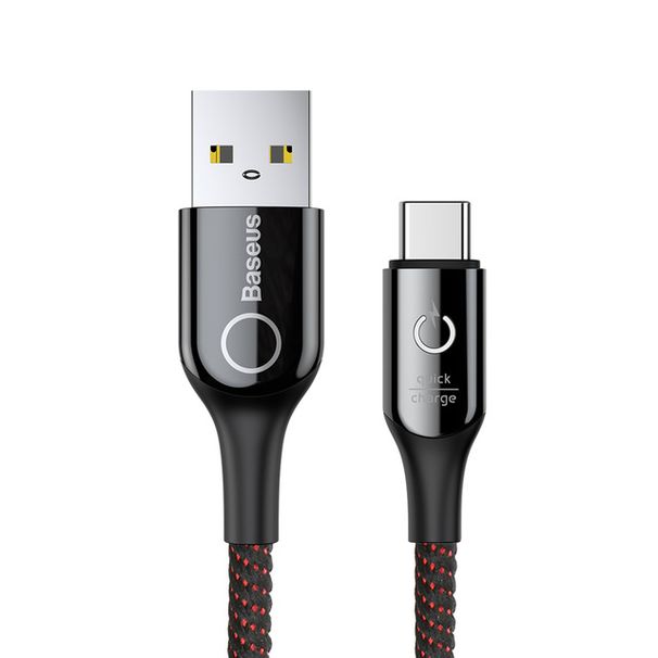 „Baseus 3A Smart Power Off“ USB C tipo laidas, greito įkroviklio C tipo laidas, skirtas „Android“, „Samsung S10 S9 Note 10 7 6t 6“, USB-C laidas_voghion.com