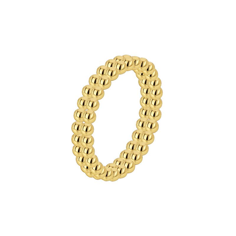 Bague de personnalité exagérée, design de niche, style froid, plaqué cuivre, véritable or, petite perle ronde dense_voghion.com