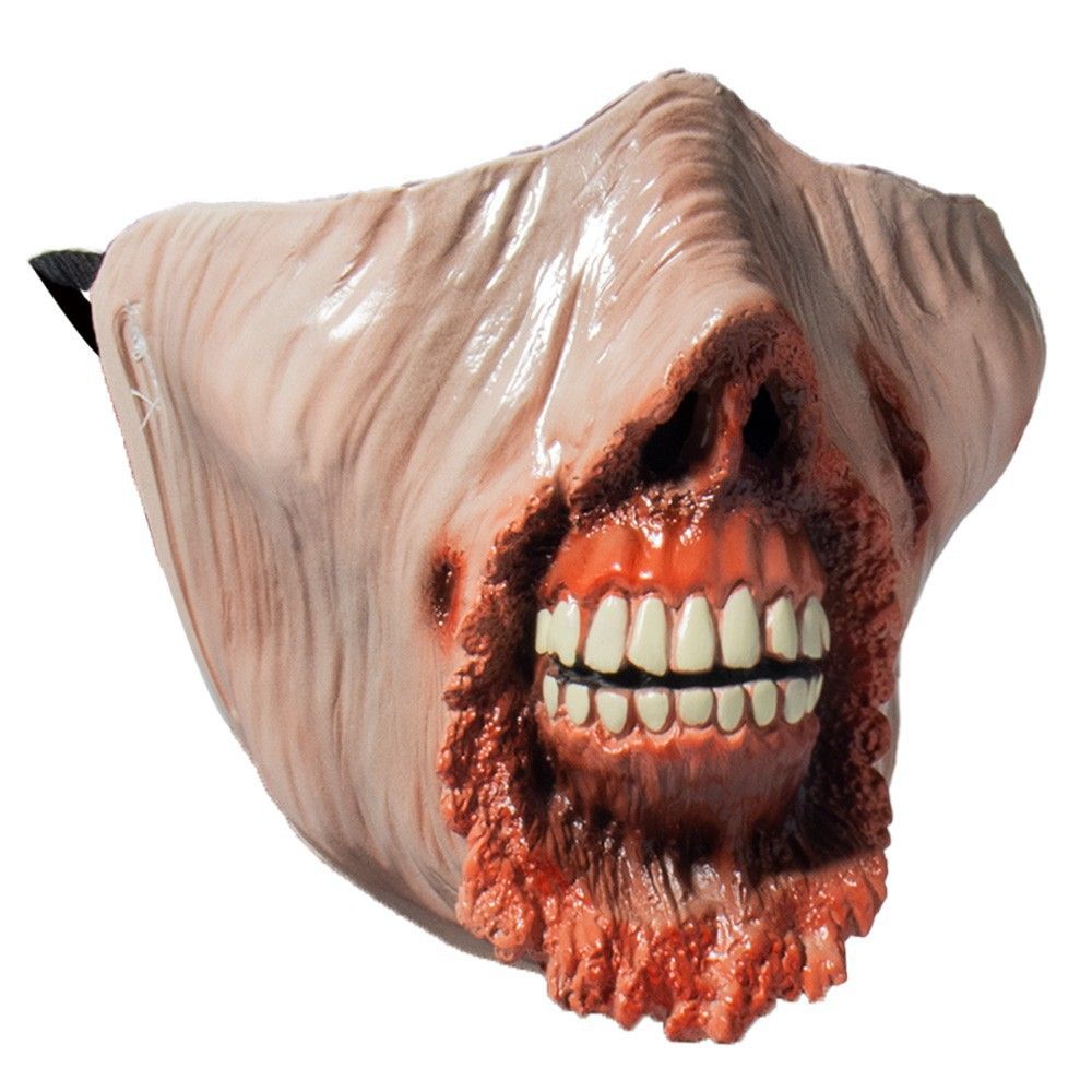 Halloween Horror Bloody Zombie Sharp Teeth Half Face Mask_voghion.com