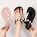 Women's Summer Simple Flat Flip-Flops With Pearl Decoration, Trendy Toe-Post Sandals_voghion.com