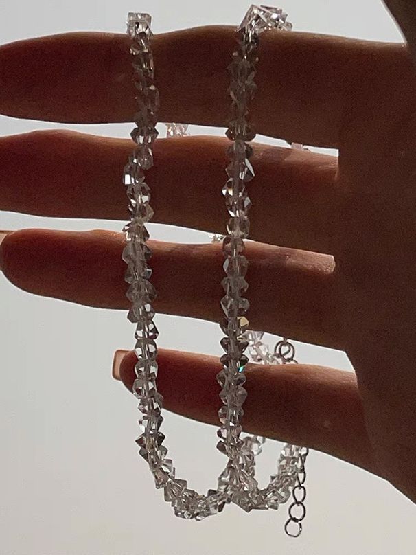 Super Fairy~ Per le donne Ins Style Light Luxury Collana in cristallo di vetro multisfaccettato coreano Niche Clavicle Chain da donna_voghion.com