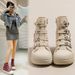 Small Height Increasing Canvas Shoes Women's Boots 2024 Summer New High Top Platform Casual Shoes All-match Single-layer Shoes For Women_voghion.com