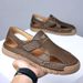 Sandali traspiranti da uomo, scarpe con fori, scarpe comode in pelle da guida casual da uomo con suola morbida_voghion.com