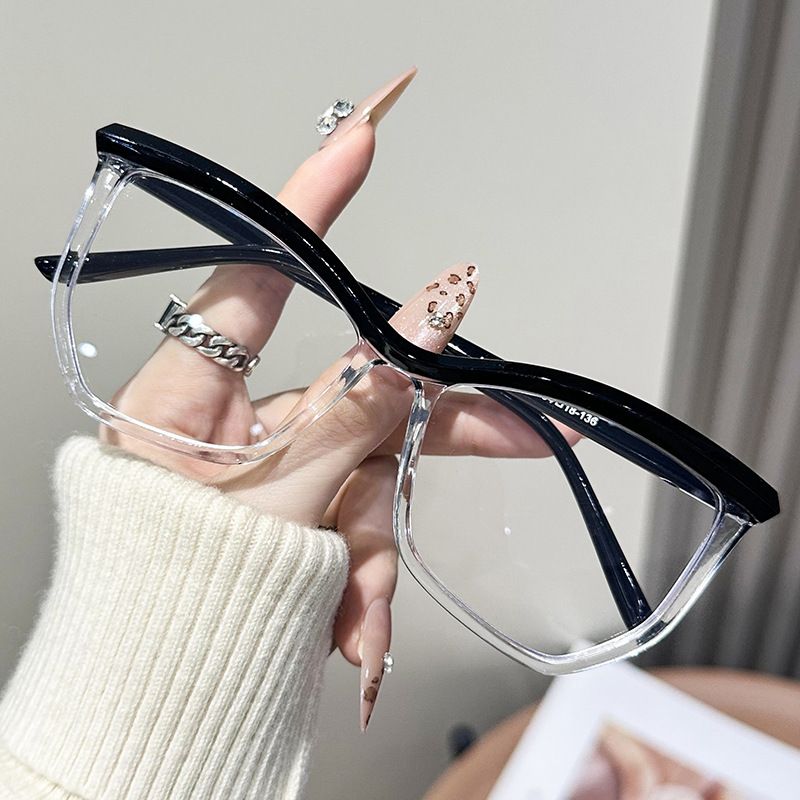 Trendy Cat Eye Frame Irregular Anti-Blue Light New Style No-Makeup Versatile Fashionable Non-Prescription Glasses_voghion.com