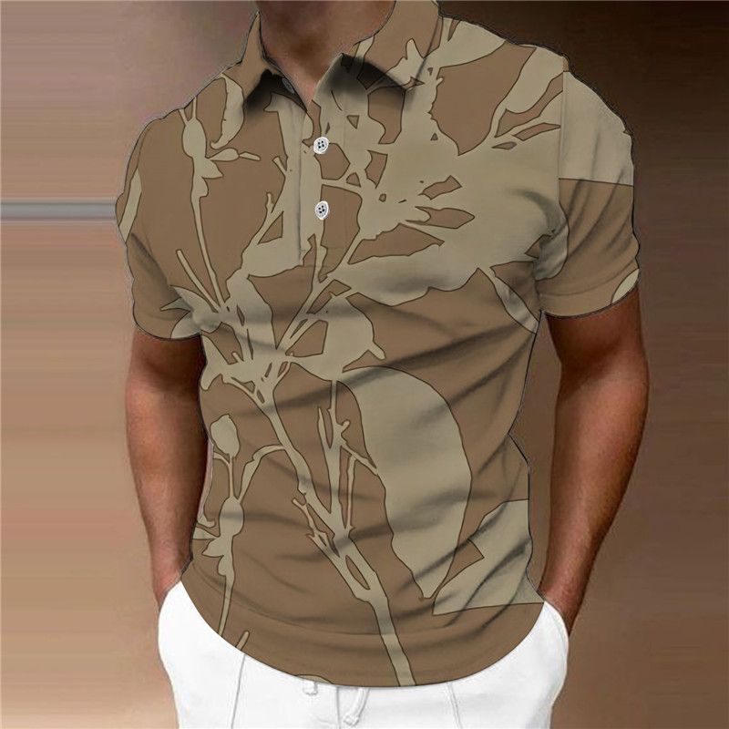 Chemise surdimensionnée de style sportif Polo d'été pour hommes à manches courtes Polyester Street Wear Balle de golf Haut imprimé en 3D_voghion.com
