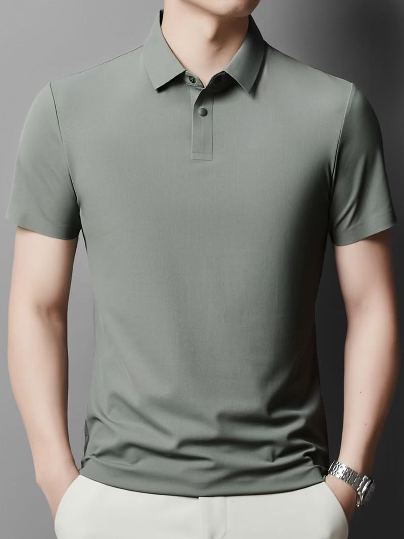 Unbeatable Quality Summer Men's Short Sleeved T-shirt Business Casual Solid Color Lapel Enterprise Light Polo Shirt_voghion.com