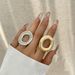 Hot sales Unusual unusual cutting geometrically smooth metal large French rings, new fashion, simple artificial rings_voghion.com