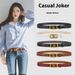 New Classic Smooth Lightning Square Button Versatile Youth Student Slim Fit Jeans Dress PU Belt_voghion.com