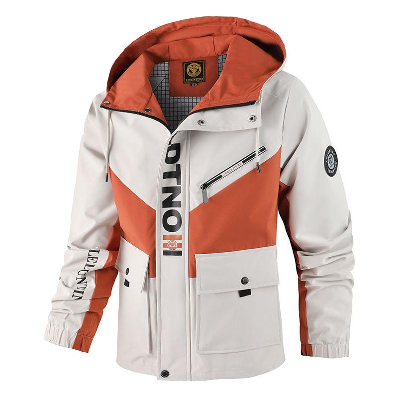 Lässige Parkajacke für Herren mit Kapuze, leichter, winddichter Outdoor-Mantel für Frühling und Herbst, einfarbig, lockere Passform, koreanischer Stil​_voghion.com