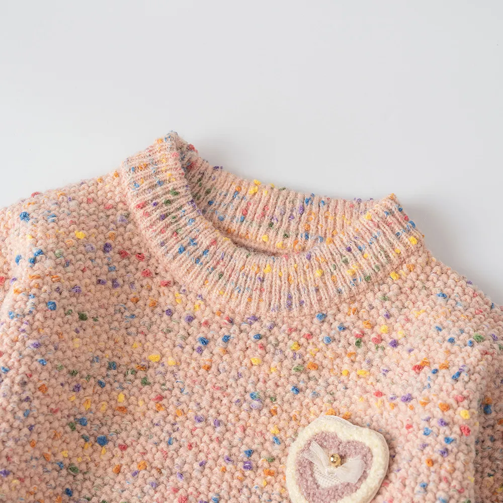 Pull coloré avec nœud d'amour pour bébé fille, nouveau style, vente en gros, fabricant, automne et hiver 2023_voghion.com