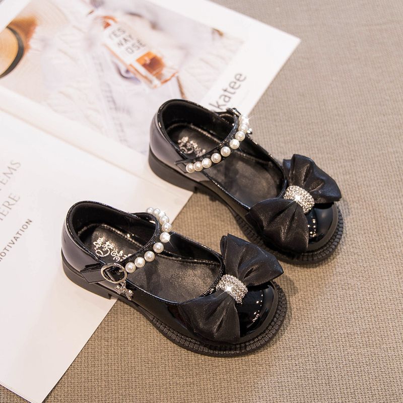Mother&Kids Girls Princess shoes Little girls bow single shoes baby pearl show shoes_voghion.com