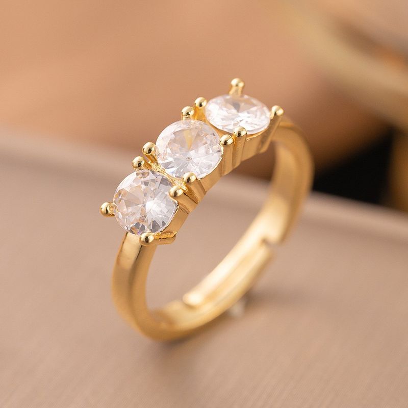 Korean Style 2025 New Simple Hand Jewelry Trend Zircon Shell Hexagon Open Finger Rhombus Geometric Ring_voghion.com