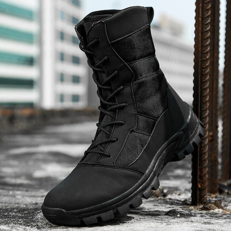 Nouvelles bottes de Combat d'extérieur montantes de couleur unie, bottes de base légères, confortables et résistantes à l'usure_voghion.com
