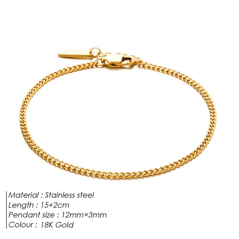 Bracciale da uomo in acciaio inossidabile con catena cubana, semplice e regolabile, resistente allo sbiadimento._voghion.com