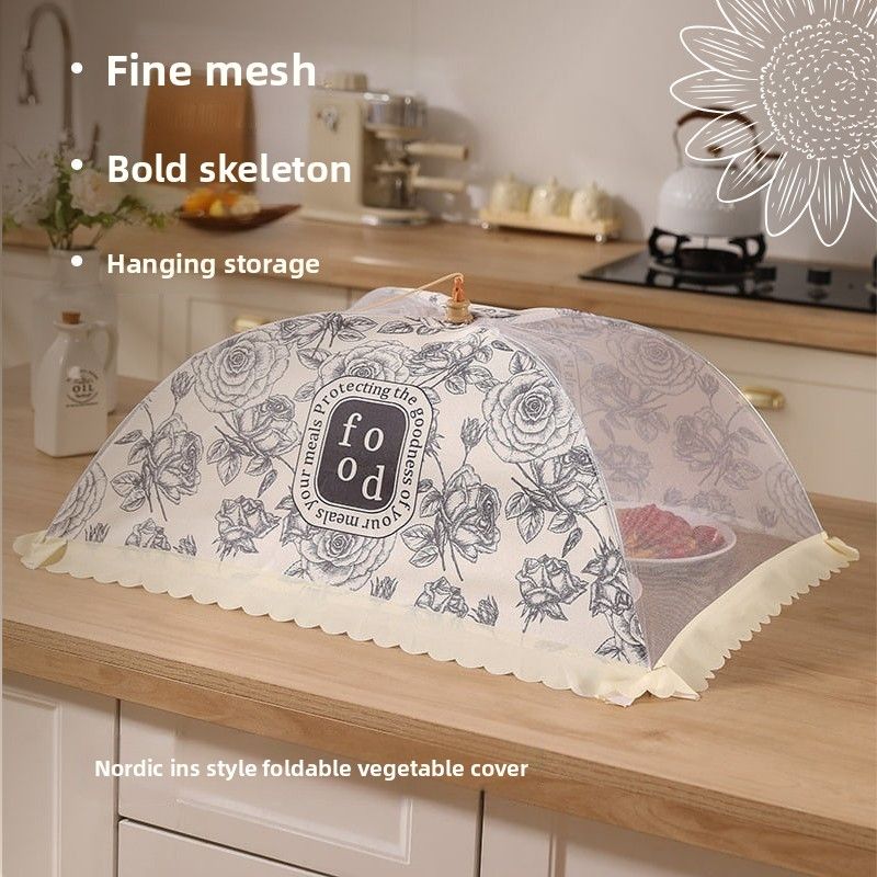 Rectangular Durable European Style Light Luxury Dense Mesh Flyproof Dustproof Round Food Cover, Dining Table Cover_voghion.com