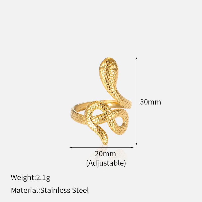 Set di gioielli da donna, anelli in acciaio inossidabile alla moda, anelli aperti regolabili da uomo e da donna, anelli in acciaio al titanio a forma di serpente_voghion.com