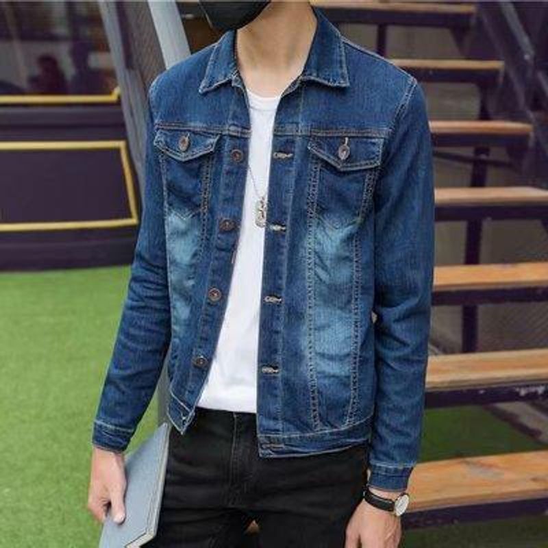 Giacca invernale da uomo in denim con fodera in pile - Cappotto da lavoro ampio con numerose tasche, spesso e caldo, casual e streetwear (blu scuro/blu chiaro)_voghion.com