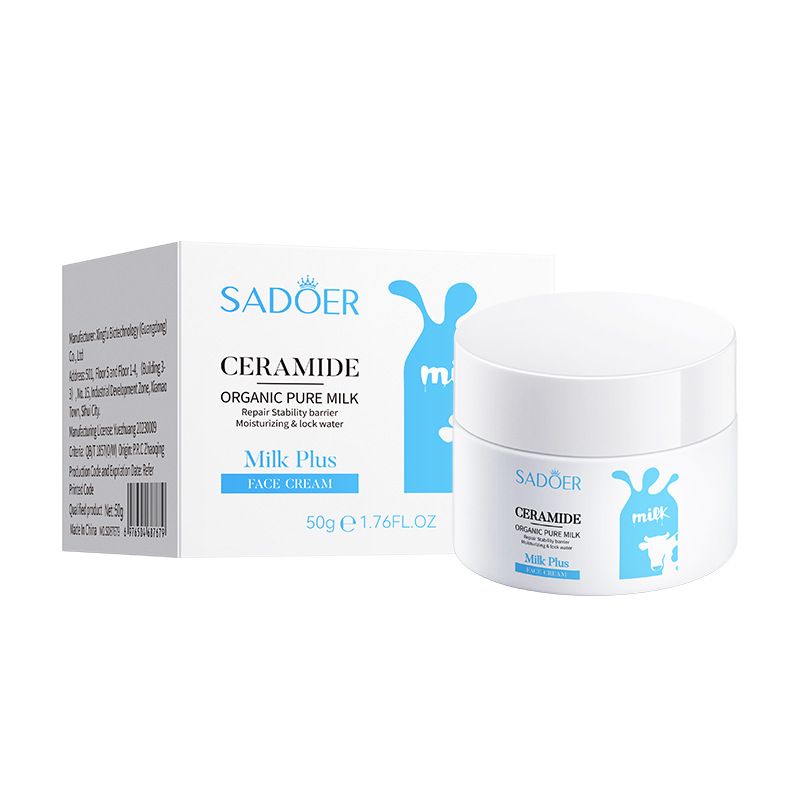Crema idratante nutriente per la cura della pelle al latte di ceramide SADOER in inglese completo_voghion.com