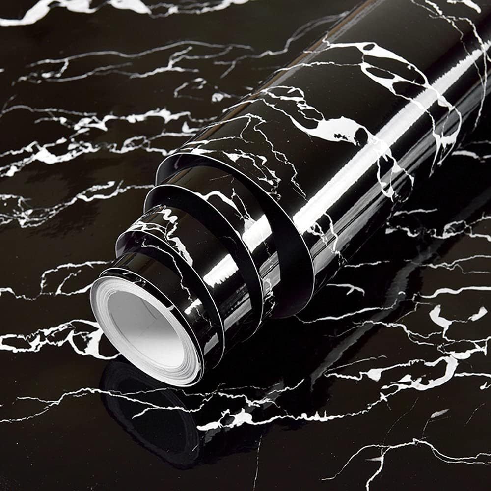 Black And White Marble Wallpaper Self-Adhesive Removable Kitchen Backsplash Bathroom Cabinet Decorative Film_voghion.com