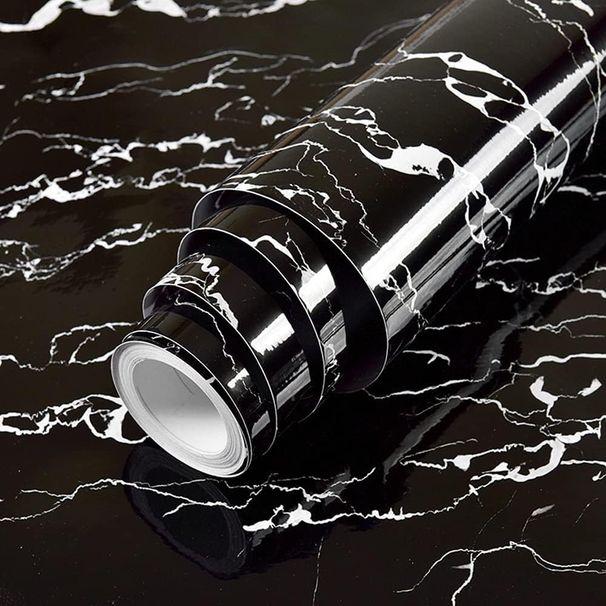 Black And White Marble Wallpaper Self-Adhesive Removable Kitchen Backsplash Bathroom Cabinet Decorative Film_voghion.com