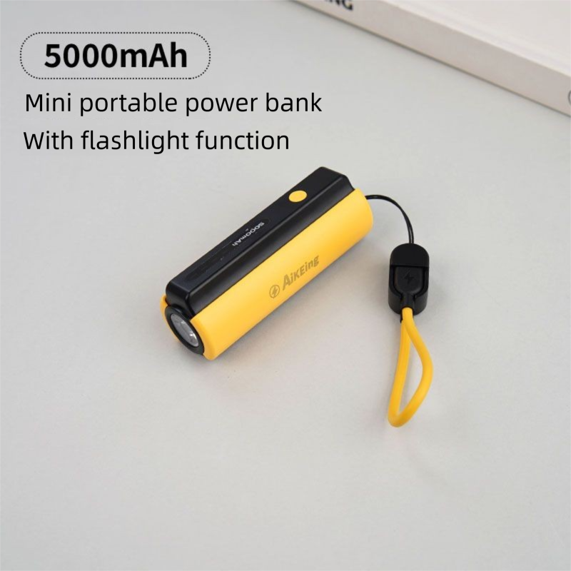 New Small Size Ice Cream Stick Flashlight Capsule Power Bank 5000mAh Portable Type-C Camping Travel Emergency_voghion.com
