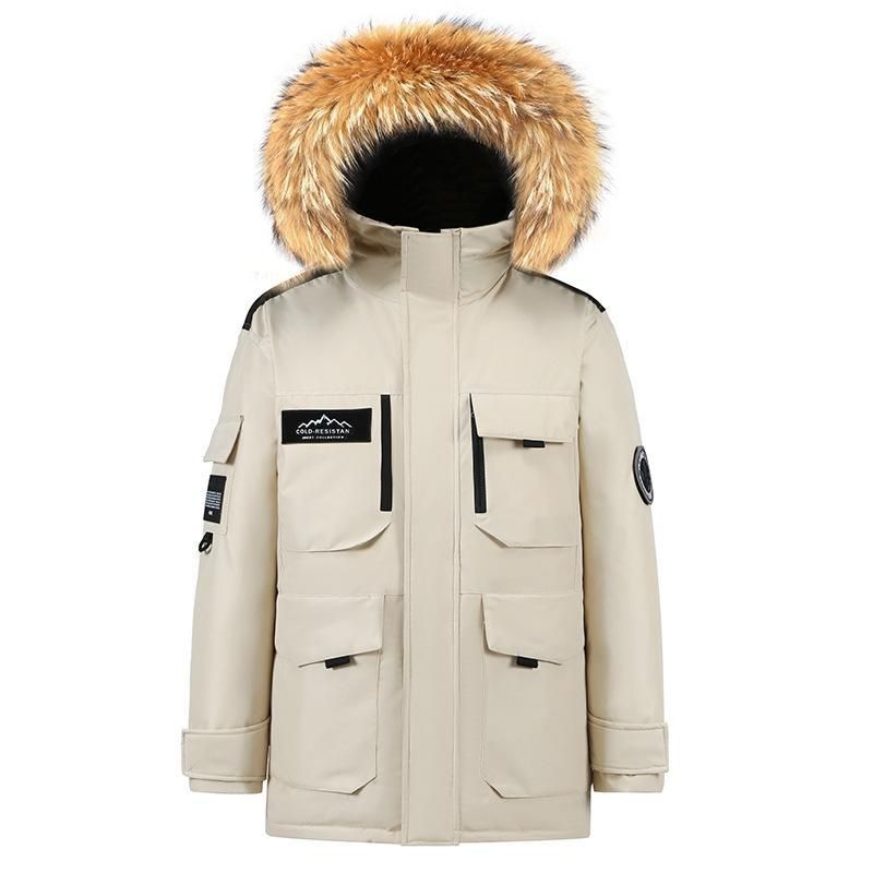 Mittellange Winterjacke für Damen und Herren, Pärchen-Stil, Live-Streaming, gerader, verdickter, trendiger Kapuzenmantel_voghion.com
