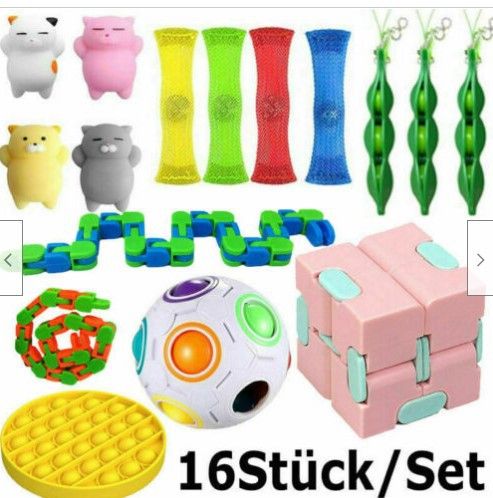 Set di giocattoli di sfiato e decompressione da 24 pezzi, cubo antistress in rete intrecciata, SQUISHY FOXMIND_voghion.com