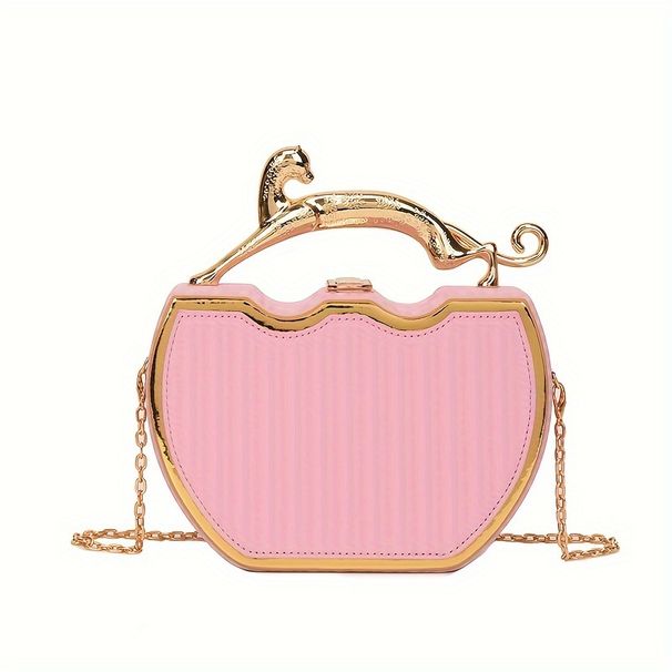 Nischenhandtasche mit geometrischem Design, stilvolle Umhängetasche, Umhängetasche für Damen mit Griff in Tierform_voghion.com