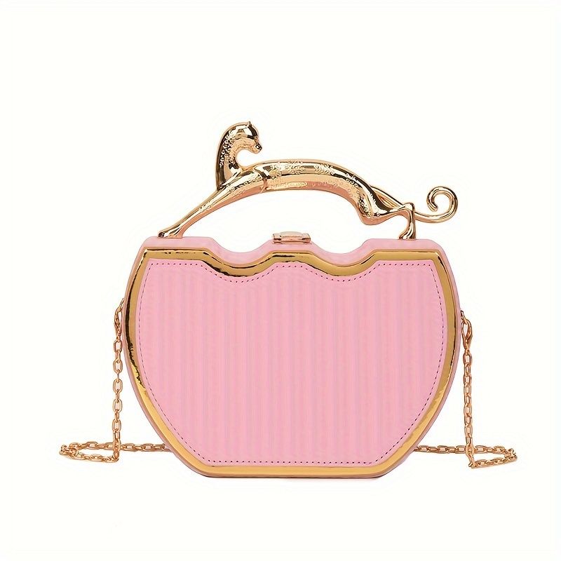 Borsa dal design geometrico di nicchia, elegante borsa a tracolla, borsa a tracolla da donna con manico a forma di animale_voghion.com