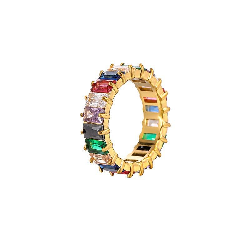 Anello di lusso di nicchia con diamanti, stile principessa, in acciaio al titanio, per celebrità di Internet_voghion.com